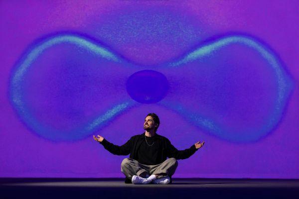 Breathpod founder Stuart Sandeman inside the Enter The Breathpod artist residency at FRAMELESS Immersive Art Experience.